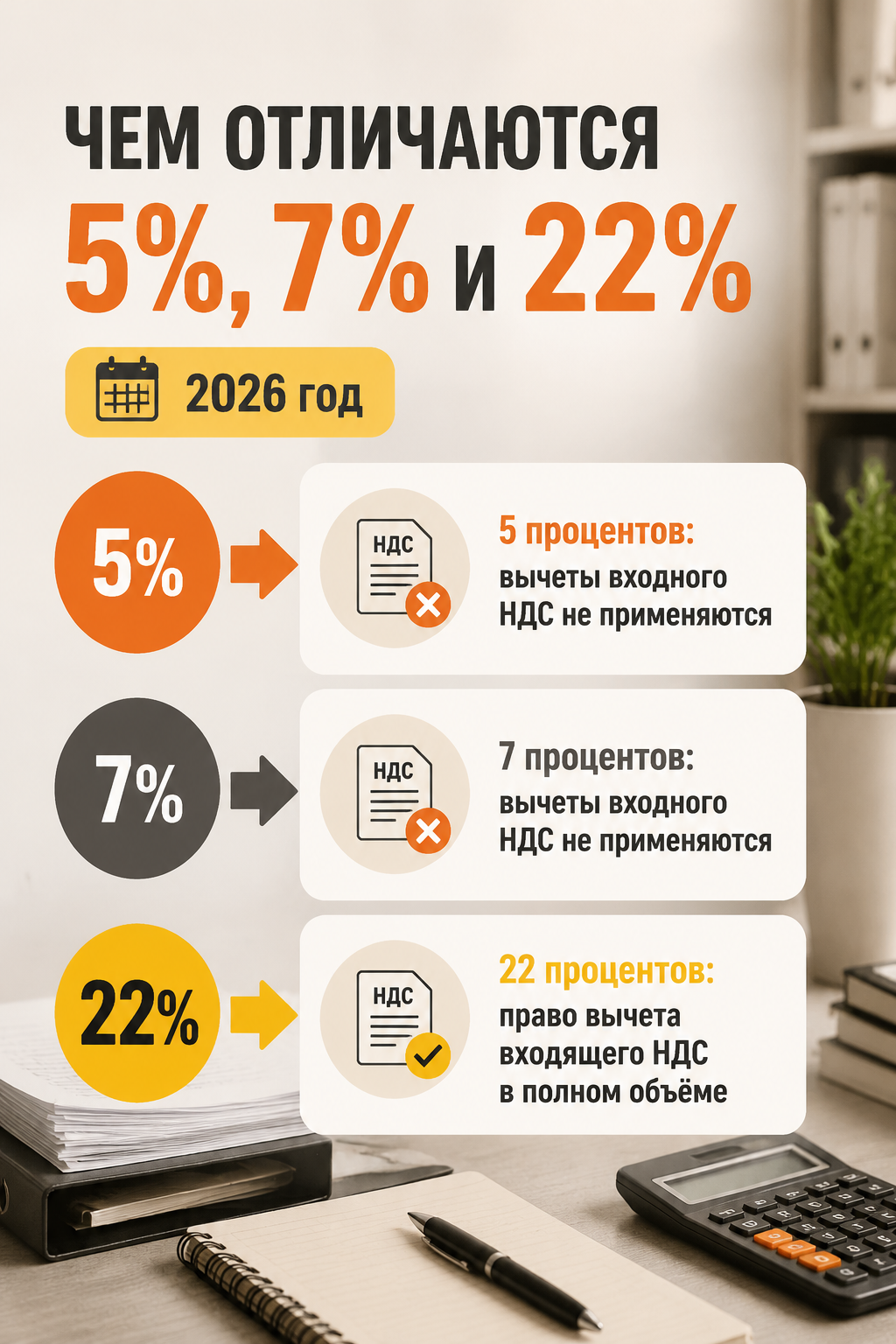 Чем отличаются 5%, 7% и 22%
